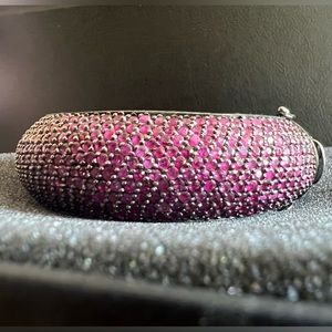 Samaya sterling silver bangle with pave Ruby stones